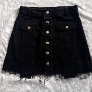 Black Distressed Denim Zara Trafaluc Skirt Size Medium